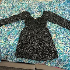 Black with white polka dots